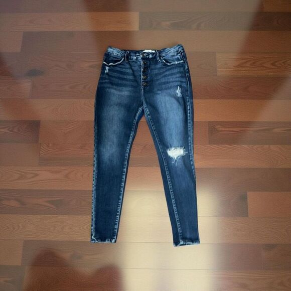 KanCan Distressed Skinny Fit Button Fly Jeans Size 15 28x27 #234 - Picture 1 of 8
